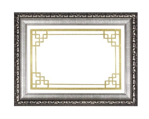 11238724 - silver frame with gold decor isolated on white background