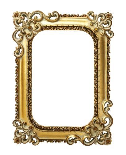 Gold vintage frame isolated on white background